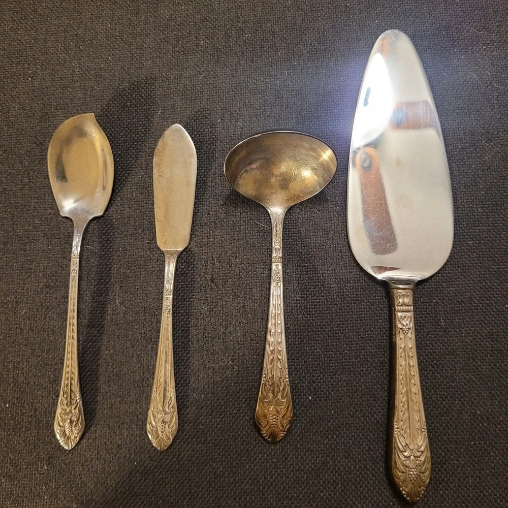 1847 Rogers Brothers Marquis Pattern Silver Plated Serving Set Jelly Spoon Ladle